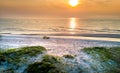 Sunset over the ocean in Wildwood, New Jersey aerial