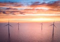 Sunset Over Offshore Wind Farm in the Netherlands