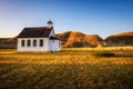 Sunset over the old church in the ghost town of Dorothy Royalty Free Stock Photo