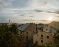 Sunset over old Lviv roofs Royalty Free Stock Photo