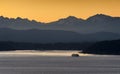 Sunset over the Olympic Mountains Royalty Free Stock Photo