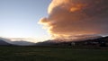 Sunset over Oppdal valley in Trondelag in Norway in autumn