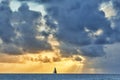 Sunset over the Pacific Ocean - Hawaii. Tropical sunset over the Pacific Ocean - seen from Waikiki Beach, Honolulu.