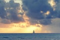 Sunset over the Pacific Ocean - Hawaii. Tropical sunset over the Pacific Ocean - seen from Waikiki Beach, Honolulu.