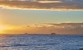 Sunset over the Pacific Ocean - Hawaii. Tropical sunset over the Pacific Ocean - seen from Waikiki Beach, Honolulu.