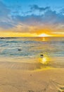 Kauai Twilight Tapestry: Golden Sand, Turquoise Waters, and Reflection Royalty Free Stock Photo