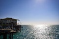 Sunset over the Pacific Ocean by Santa Monica Pier - Los Angeles, California Royalty Free Stock Photo