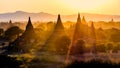 Sunset over the pagodas field of Bagan, Myanmar