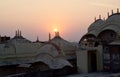 Sunset over the palace rooftops in India