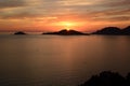 Sunset over Palmaria island, near Portovenere. View from Tellaro. La Spezia province. Liguria. Italy Royalty Free Stock Photo