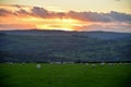 Sunset over Peak district farmland Royalty Free Stock Photo