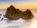 Sunset over Pfeiffer Beach Keyhole Rock. Big Sur, CA