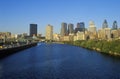 Sunset over Philadelphia skyline from the Schuylkill River, PA