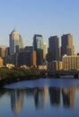 Sunset over Philadelphia skyline from the Schuylkill River, PA Royalty Free Stock Photo