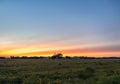 Sunset over a picturesque farm in rural agricultural America Royalty Free Stock Photo