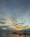 Sunset over a pier on the Outer Banks