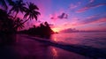Beautiful Sunset Over Pink Sand Beach in Hamilton, Bermuda Royalty Free Stock Photo