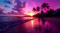Beautiful Sunset Over Pink Sand Beach in Hamilton, Bermuda Royalty Free Stock Photo