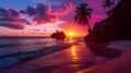 Beautiful Sunset Over Pink Sand Beach in Hamilton, Bermuda Royalty Free Stock Photo