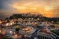 Sunset over the Plaka, the old town of Athens, Greece Royalty Free Stock Photo