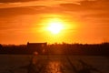 Sunset over the Po River Delta, Italy Royalty Free Stock Photo