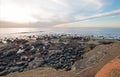 SUNSET OVER POINT LOMA TIDEPOOLS AT CABRILLO NATIONAL MONUMENT IN SAN DIEGO IN SOUTHERN CALIFORNIA USA Royalty Free Stock Photo