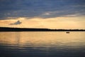 Sunset over a Polish lake in Masuria Royalty Free Stock Photo