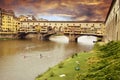 Sunset over Ponte Vecchio Royalty Free Stock Photo