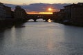 Sunset over Ponte Vecchio, Florence, Italy Royalty Free Stock Photo