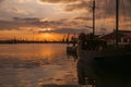 Sunset over the port of Varna