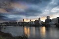 Sunset Over Portland Willamette River Royalty Free Stock Photo