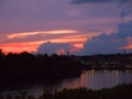 Sunset over the Potomac River at John F Kennedy Arts Centre in Washington DC USA Royalty Free Stock Photo
