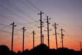 Sunset over powerlines Royalty Free Stock Photo