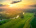 sunset over the Prosna River Royalty Free Stock Photo
