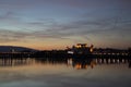 Sunset Over Ptuj Castle and Puh Bridge Royalty Free Stock Photo