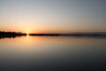 Sunset over the ptujsko jezero dam on drava river in Ptuj in Slovenia