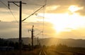 Sunset over the railway Royalty Free Stock Photo