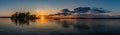 Sunset over Rainy Lake Panorama Royalty Free Stock Photo