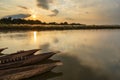 Sunset over the Rapti river in Sauraha. Royalty Free Stock Photo