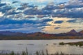 Sunset over the Rawhide Mountains and Alamo Lake, Arizona Royalty Free Stock Photo