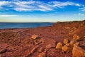 Sunset over the red sandstone of the Kalbarri coast, Western Australia Royalty Free Stock Photo