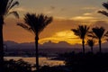 The sunset over the Red Sea at dawn. Royalty Free Stock Photo