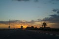 Sunset over residential buildings in Al-Marjan Island. United Arab Emirates. Royalty Free Stock Photo