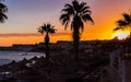 Sunset over the resort area of the Red Sea coast in Egypt. Holiday in Sharm El Sheikh