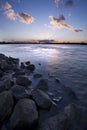Sunset over Rhine River Royalty Free Stock Photo