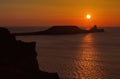 Sunset over Rhossili Bay and Worms head Royalty Free Stock Photo