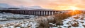 Sunset over the Ribblehead viaduct Royalty Free Stock Photo