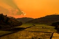 Sunset over rice fields in Madagascar