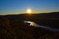 Sunset over the river on an autumn evening. Landscape with winding river at sunset  landscape. Royalty Free Stock Photo