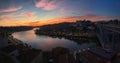 Sunset over the river Douro and the cities of Porto and Vila Nova de Gaia, Portugal, May 2019 Royalty Free Stock Photo